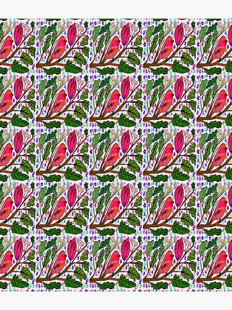 Leaves and Bird Print/ Design by Culturetravel