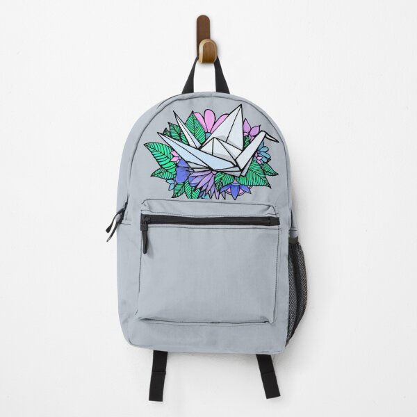 Item preview, Origami crane, floral--cool grey background designed and sold by Itinlea.
