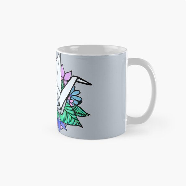 Item preview, Origami crane, floral--cool grey background designed and sold by Itinlea.
