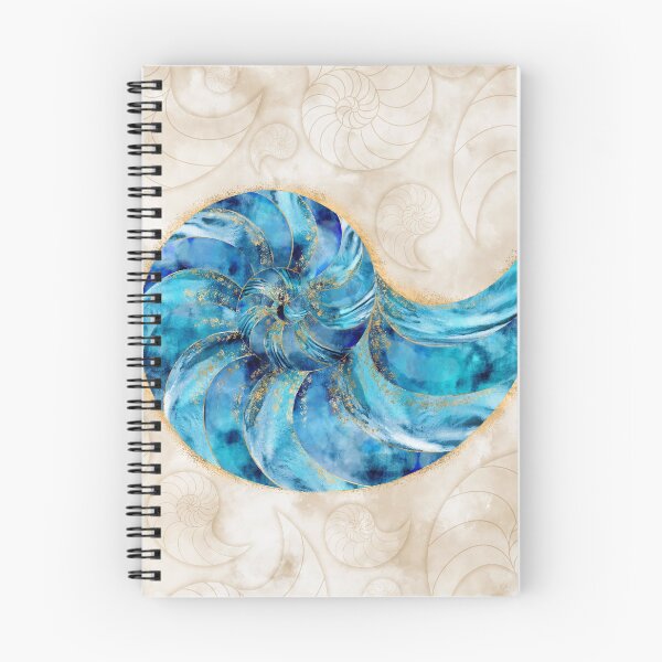Item preview, Nautilus Shell Blue watercolor designed and sold by k9printart.