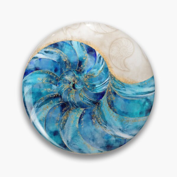 Item preview, Nautilus Shell Blue watercolor designed and sold by k9printart.