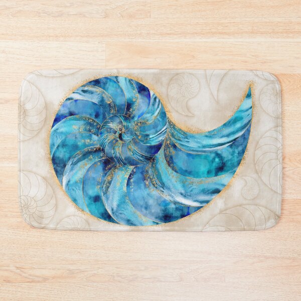 Item preview, Nautilus Shell Blue watercolor designed and sold by k9printart.