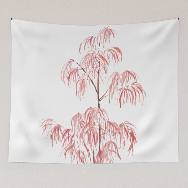 Item preview, hand painted zen red laceleaf weeping Japanese maple  watercolor arts designed and sold by ColorandColor.