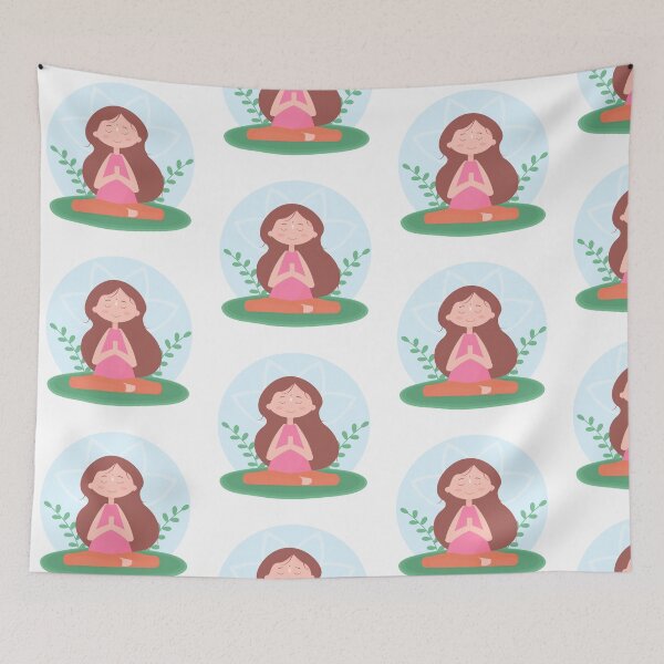 Item preview, Meditate happy girl. Young woman sitting in yoga lotus pose. concept of meditation. Hare Krishna. designed and sold by KsuWonder.