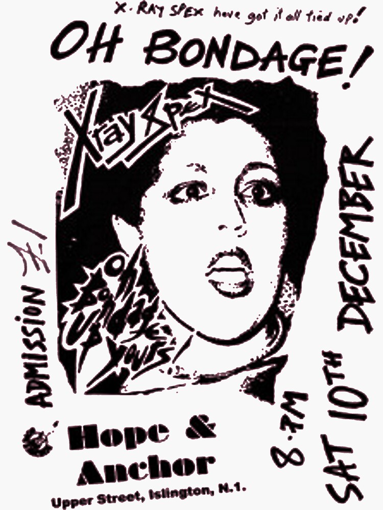 "XRay Spex Oh Bondage Up Yours!" Sticker by tabytake Redbubble