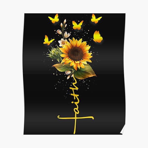 Póster «Vintage Faith Cross Girasol Mariposas Flores Cristianos» de  zellaplrnli | Redbubble