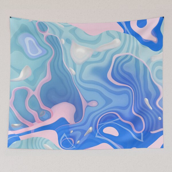 Item preview, Abstract waves Pattern overlap blue Color design and dinamic Pattern - Creative idea geometric shape designed and sold by Gugurat.