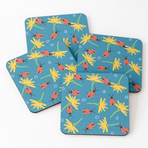 Item preview, Flower and ladybugs print blue designed and sold by valdegilde.