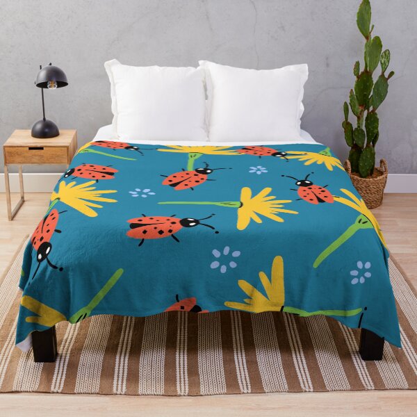 Item preview, Flower and ladybugs print blue designed and sold by valdegilde.