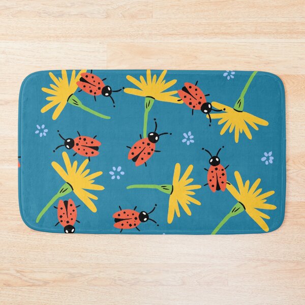 Item preview, Flower and ladybugs print blue designed and sold by valdegilde.