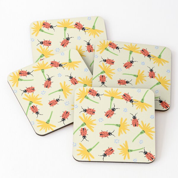 Item preview, Flower and ladybugs print yellow designed and sold by valdegilde.