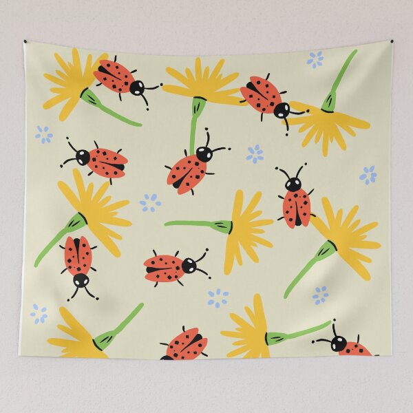 Item preview, Flower and ladybugs print yellow designed and sold by valdegilde.