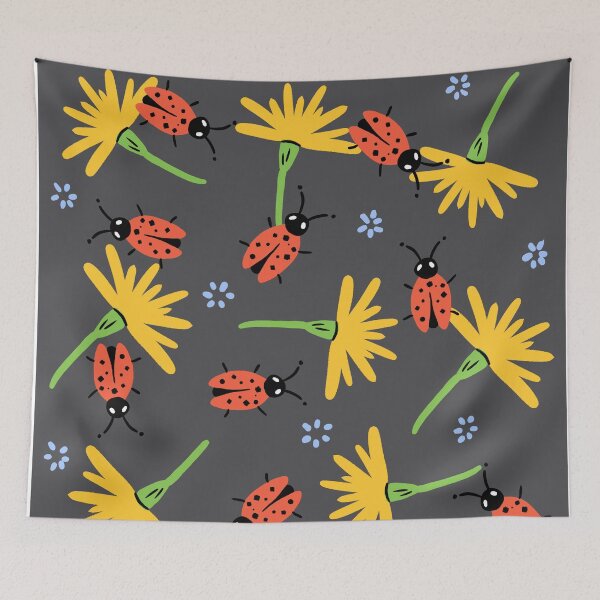 Item preview, Copy of Flower and ladybugs print dark designed and sold by valdegilde.