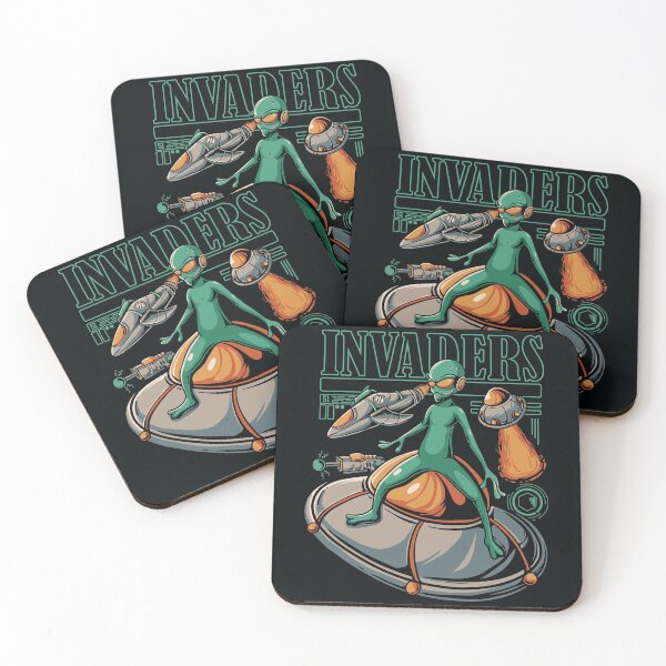 Item preview, Alien Invasion Illustration UFO Spaceship Attacks designed and sold by Peekonet.