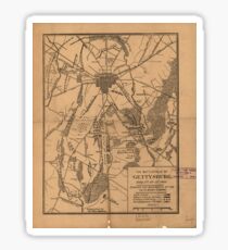 Vintage Map of The Gettysburg Battlefield (1863) Sticker