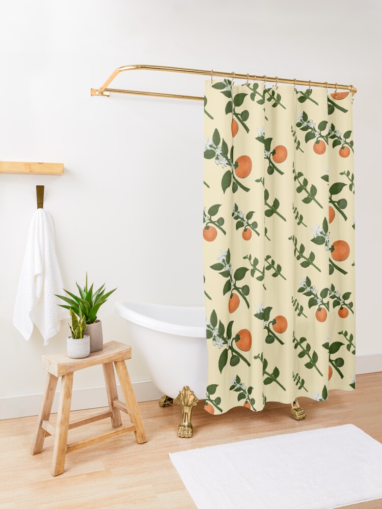 Alternate view of Minty Orange Home Shower Curtain