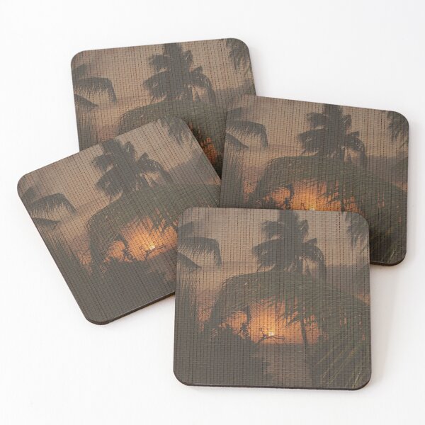 Item preview, Sunset Beach Palm Trees On Burlap designed and sold by LashCreations.