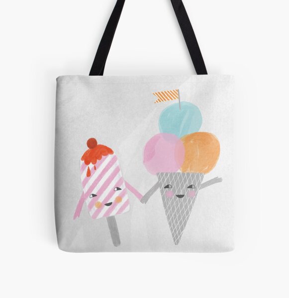 happy ice-cream illustration All Over Print Tote Bag
