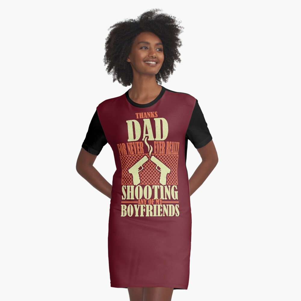 Thanks Dad, For Never Ever Really Shooting Any Of My Boyfriends - Funny  Fathers Day Gifts 2024 (Beige and Orange Design)