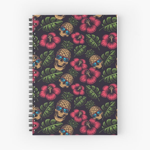 Item preview, Seamless Color Pattern Hawaiian Theme with Pineapple Skull Dark Background designed and sold by Peekonet.