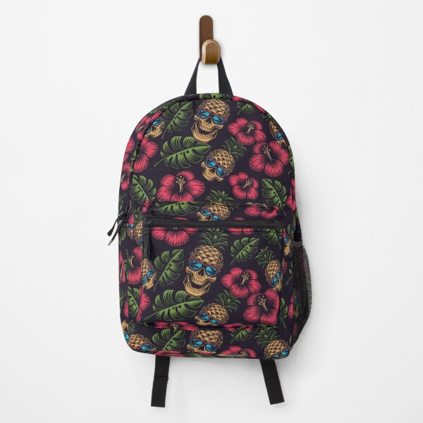 Item preview, Seamless Color Pattern Hawaiian Theme with Pineapple Skull Dark Background designed and sold by Peekonet.