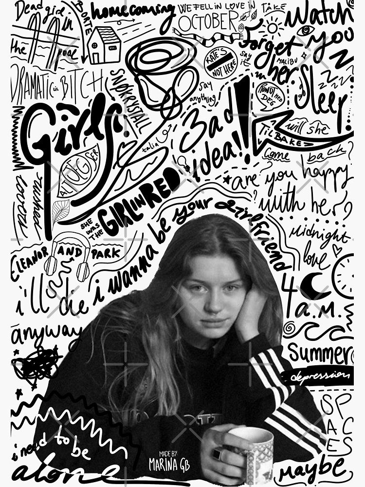 "Girl in red Songs doodles" Sticker for Sale by marinagb Redbubble