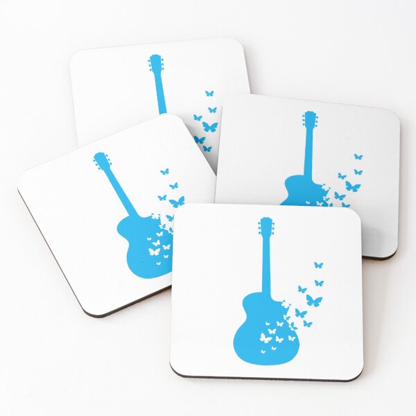 Item preview, Acoustic Guitar Silhouette Turning Into Butterflies Blue designed and sold by nightsworthy.