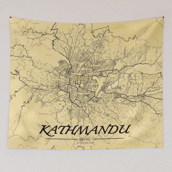 Item preview, Vintage Brown Map of Kathmandu. Retro modern Minimalist Maps designed and sold by TheImperfecto.