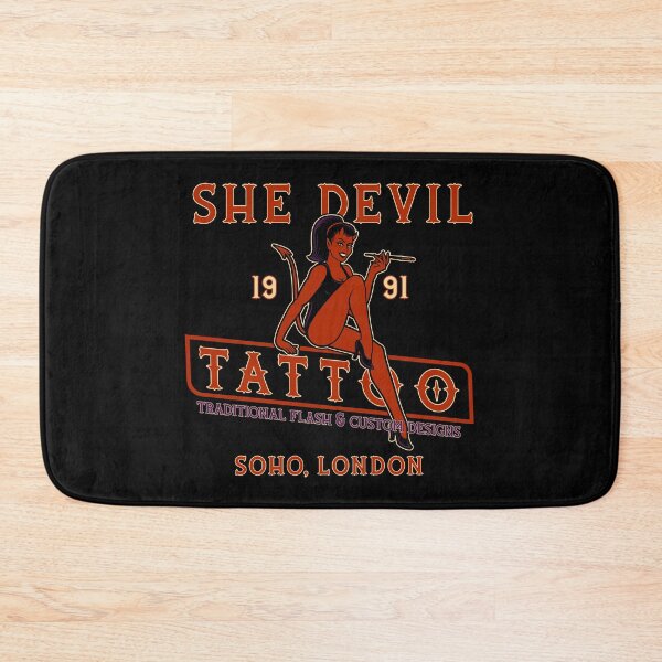 Item preview, She Devil, Flash & Custom, Soho, London Tattoo Studio Design,  designed and sold by Proverbial Wisdom Design.