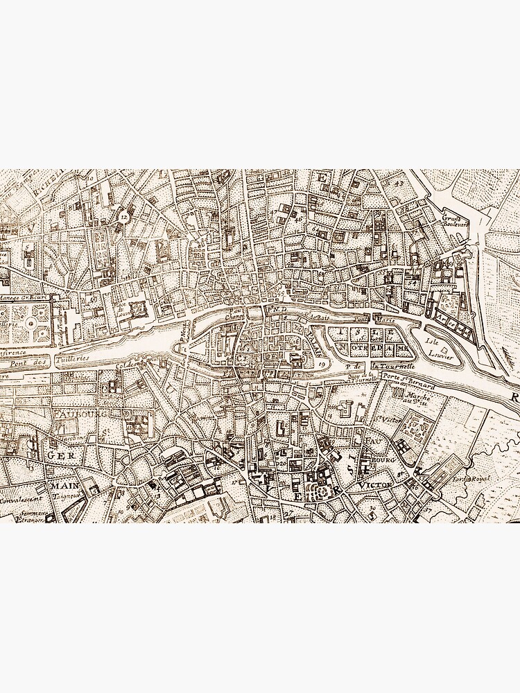 Vintage Map of Paris France (1742) by BravuraMedia