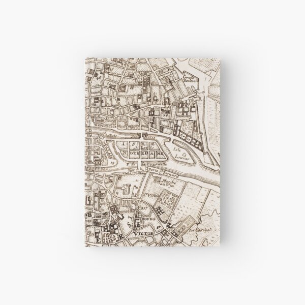 Vintage Map of Paris France (1742) Hardcover Journal