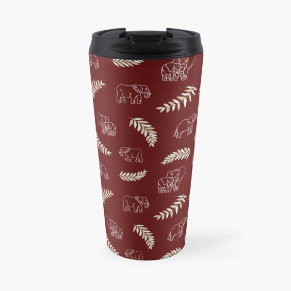 Red Elephant Family Pattern Design Travel Mug