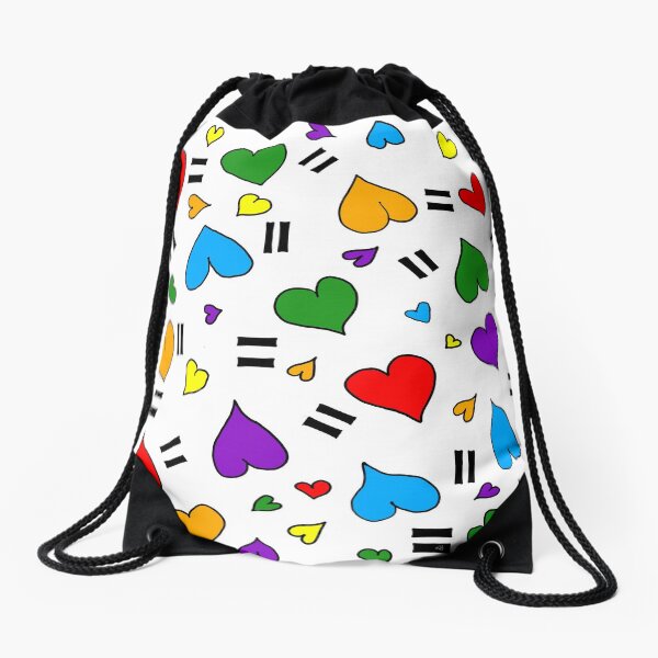 Love is Love Hearts - Rainbow Pride colors Drawstring Bag