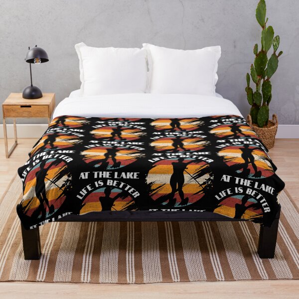 Life Is Better At The Lake Wakeboarding Throw Blanket