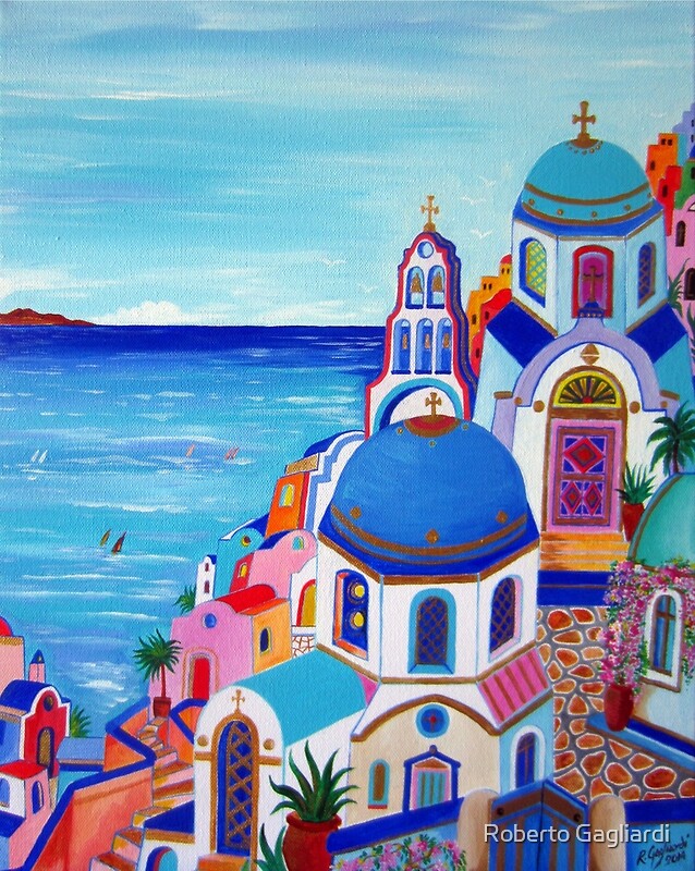 Greek Islands Painting & Mixed Media: Canvas Prints | Redbubble