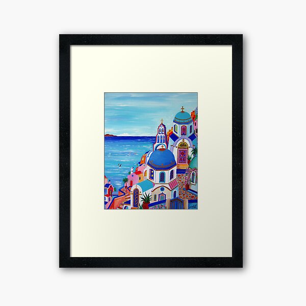Colorful Oia Santorini Framed Art Print