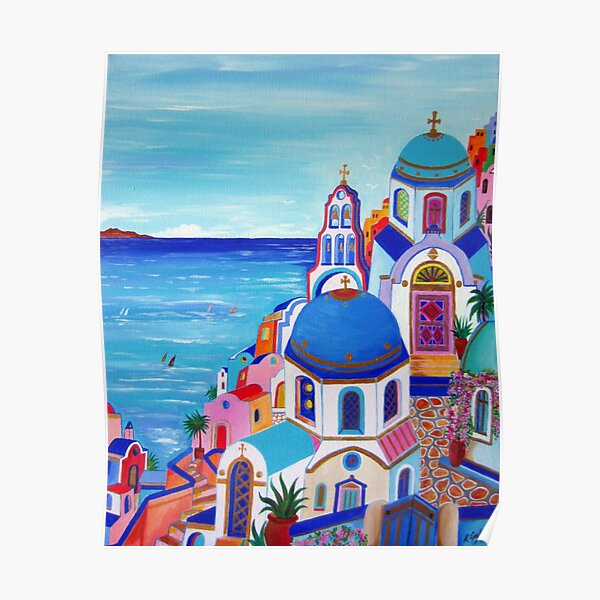 Colorful Oia Santorini Poster