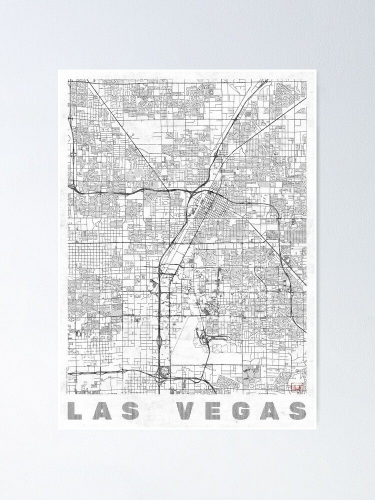 Alternate view of Las Vegas Map Line Poster