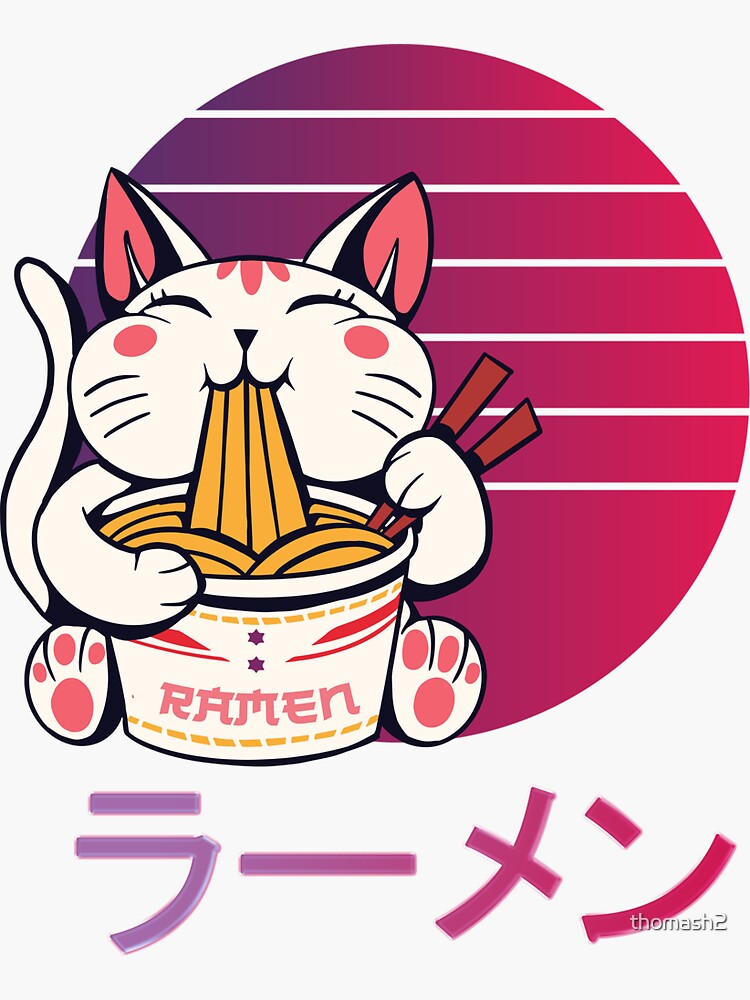 "Cute Anime Cat Ramen Bowl Japanese Kawaii Otaku Neko Sushi" Sticker for Sale by thomash2