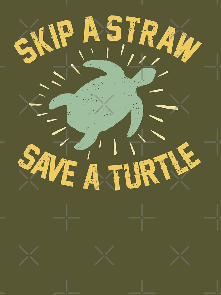 Skip a Straw Save a Turtle for Earthday - Vintage Retro Design T