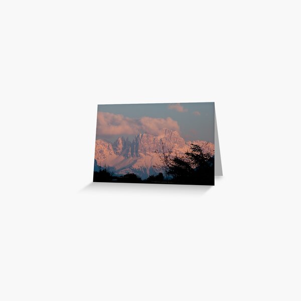 Pretty in Pink: Sunset on the Dolomites Greeting Card