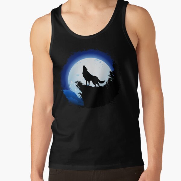 Wolf Howling at Blue Moon Tank Top