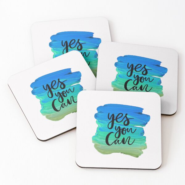 Item preview, Motivational Abstract Design - Yes You Can - Black Hand Written with Green Blue Paint Brush Strokes designed and sold by WearWolfDesigns.