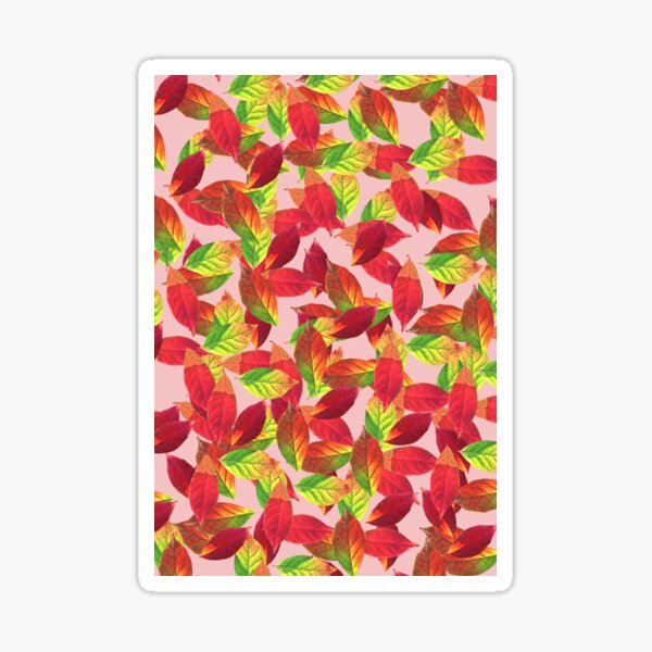 Item preview, Red and Green leaves pattern on baby pink #f4c2c2 designed and sold by Artsy Boulevard.