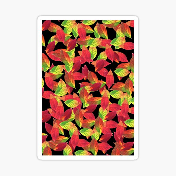 Item preview, Red and Green leaves pattern on black designed and sold by Artsy Boulevard.