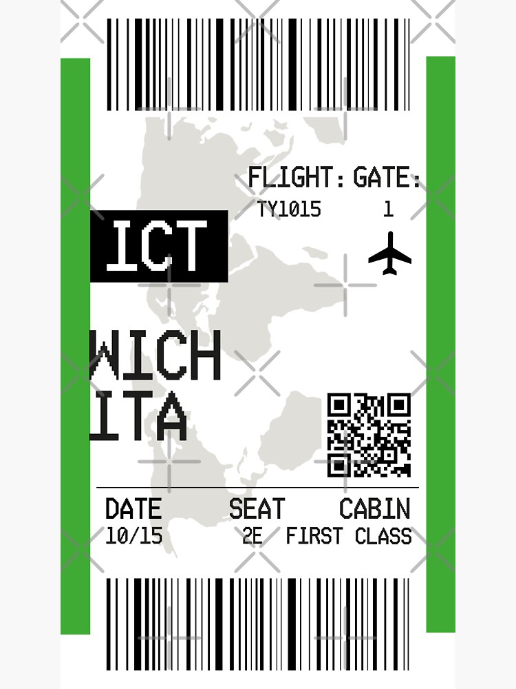 "Wichita, KS (ICT) USA Airline Boarding Pass Gift Idea For Traveller