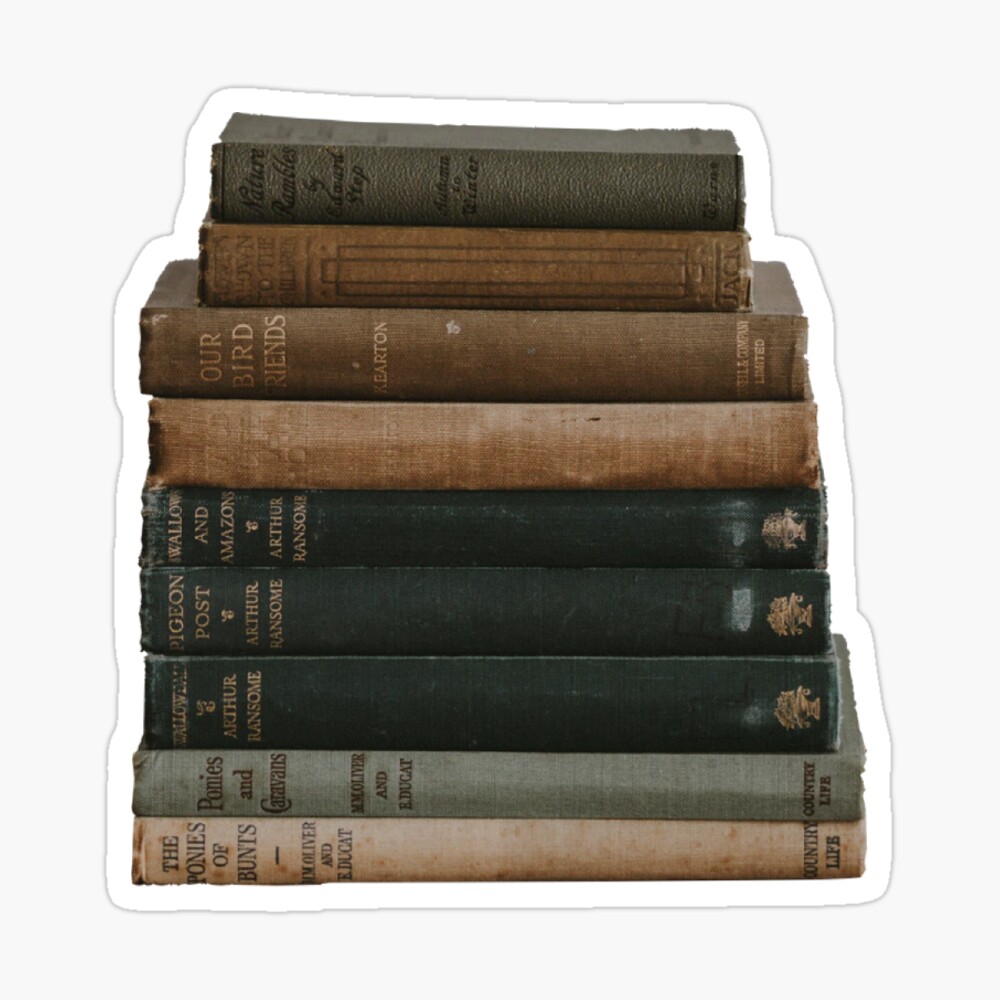 vintage book stack Sticker for Sale by Kaylatpwk