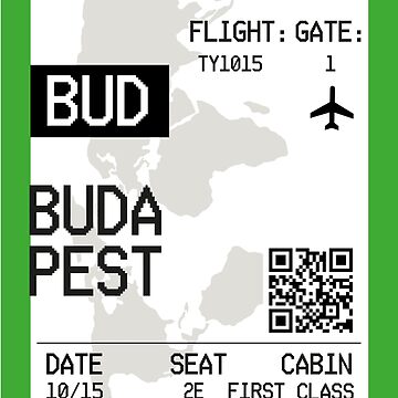 Artwork thumbnail, Budapest  Airline Boarding Pass Gift Idea For Traveller by InspireShop