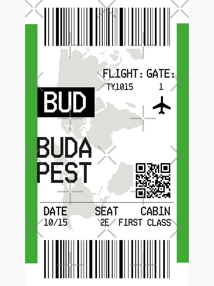 Thumbnail 3 of 3, Sticker, Budapest  Airline Boarding Pass Gift Idea For Traveller designed and sold by InspireShop.