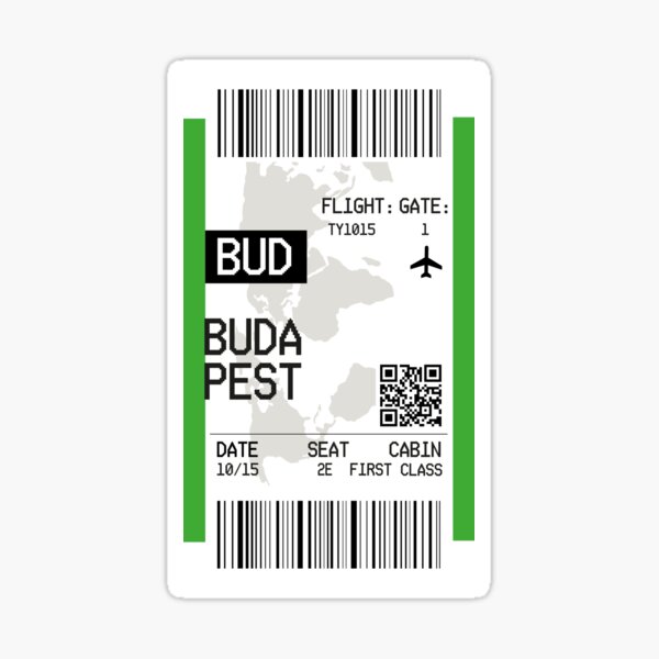 Aperçu de l'œuvre Idée cadeau de carte d'embarquement de la compagnie aérienne Budapest pour le voyageur créée et vendue par InspireShop.